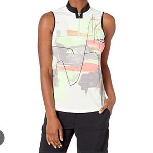 EUC Jamie Sadock Senso-Ji Print Sleeveless Top.
Zip Front Golf Polo Size Medium